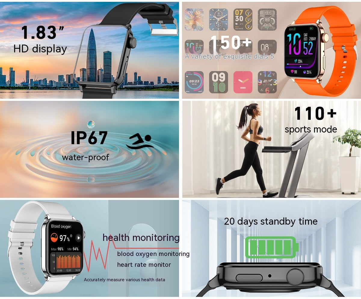 Smart Watch En temps réel Sleep Blood Pression Blood Oxygen Exercise Monitoring Watch Hommes Et