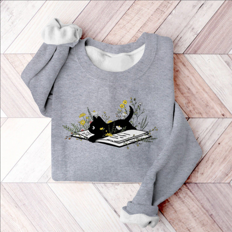 Sweatshirt à manches longues avec imprimé européen et américain