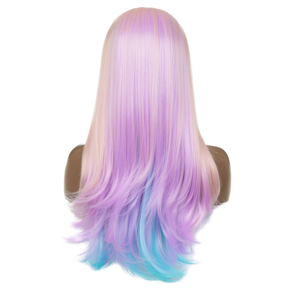 Gradient Couleur Intérieur Boucle Long Curly Cheveux Haute Température Soie Couleur Dentelle