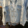 Veste de denim mode polyvalente en mesh brodée