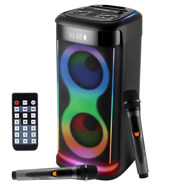 Haut-parleur de partie sans fil portable avec lumière LED sans fil Mic télécommande TWS Treble Basse