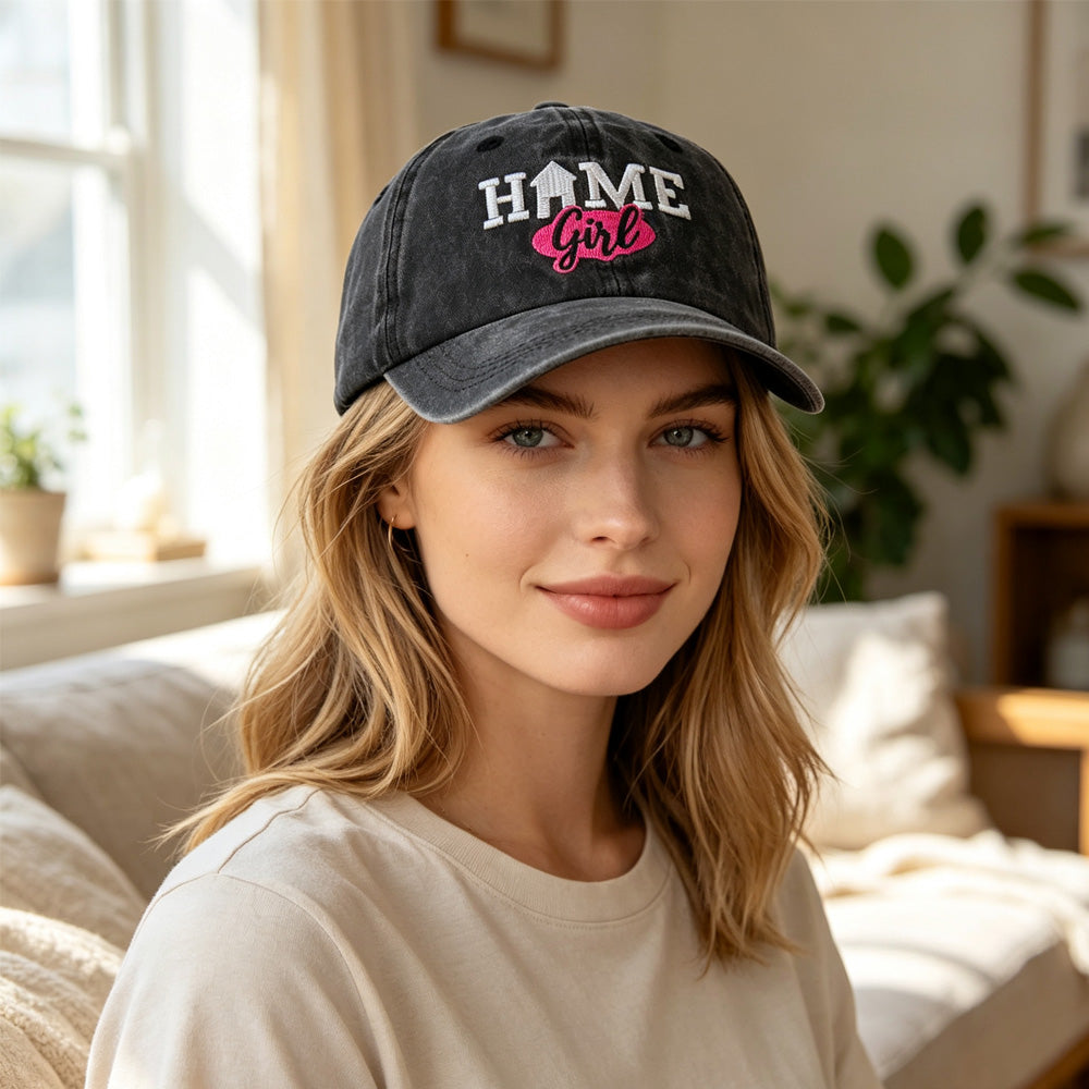 Vieille casquette de baseball noir lavé pour les femmes