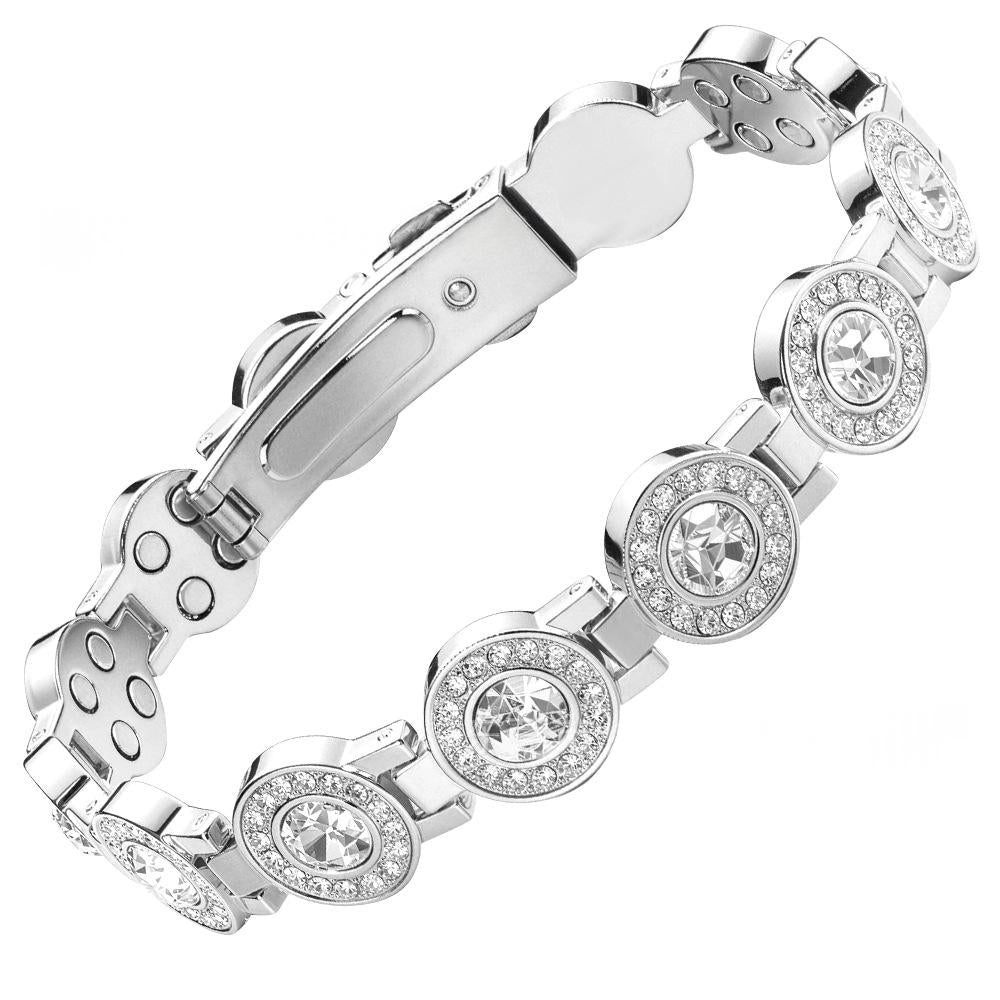 Bracelet en rond à diamants avec un fermoir à quatre aimants en cuivre rouge