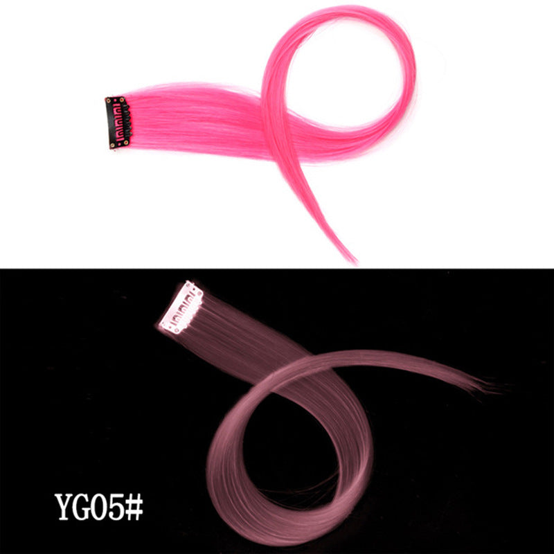 Clip bricolage lumineux - Cheveux lumineux en cheveux sans trace 50 CM couleur arc-en-ciel