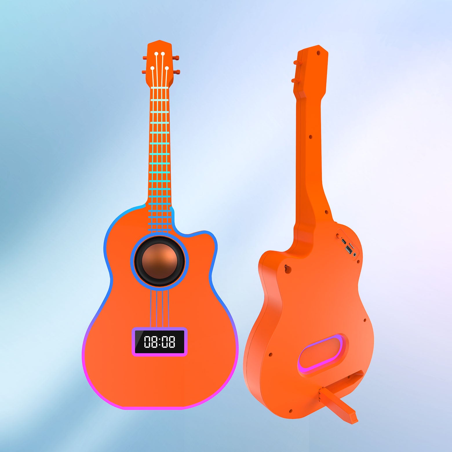 Haut-parleur Bluetooth Guitar avec réveil et éclairage ambiant vibrant