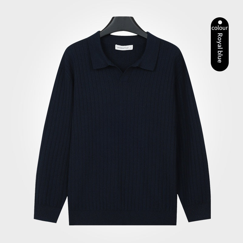 Chemise à manches longues à rayures pour hommes Polo