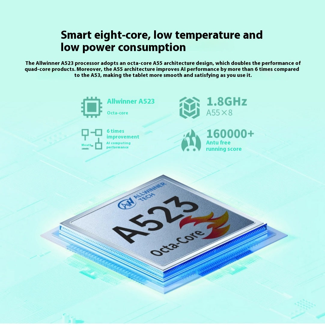 Android 13 Comprimé 8 pouces HD huit-core étudiant 4GB 64GB