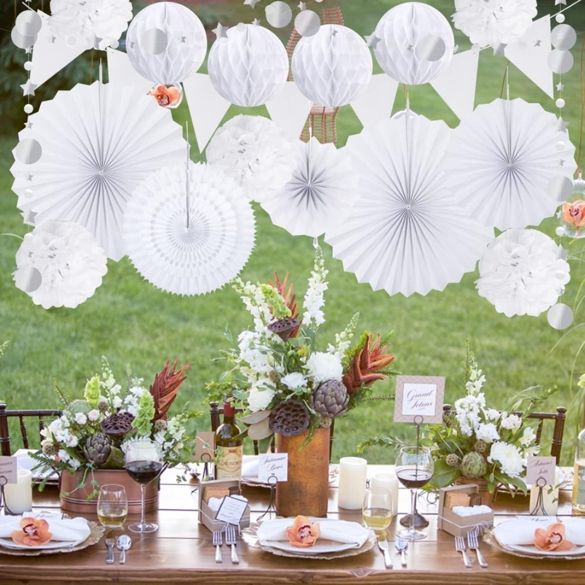 Ensemble de 20 pièces d'éventails de papier blanc
