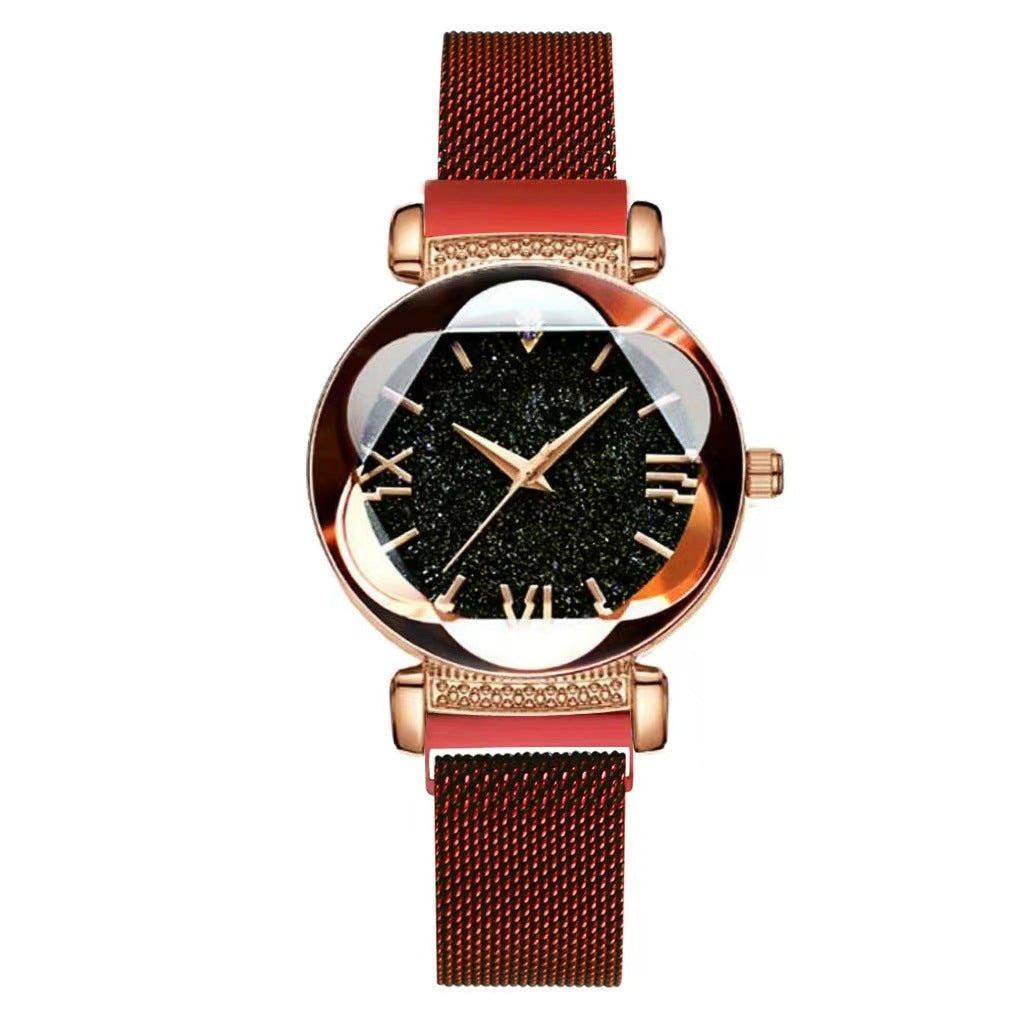 Magnetic-steel Starry Sky Montres pour femmes de style romain avec bracelet milanais polyvalent