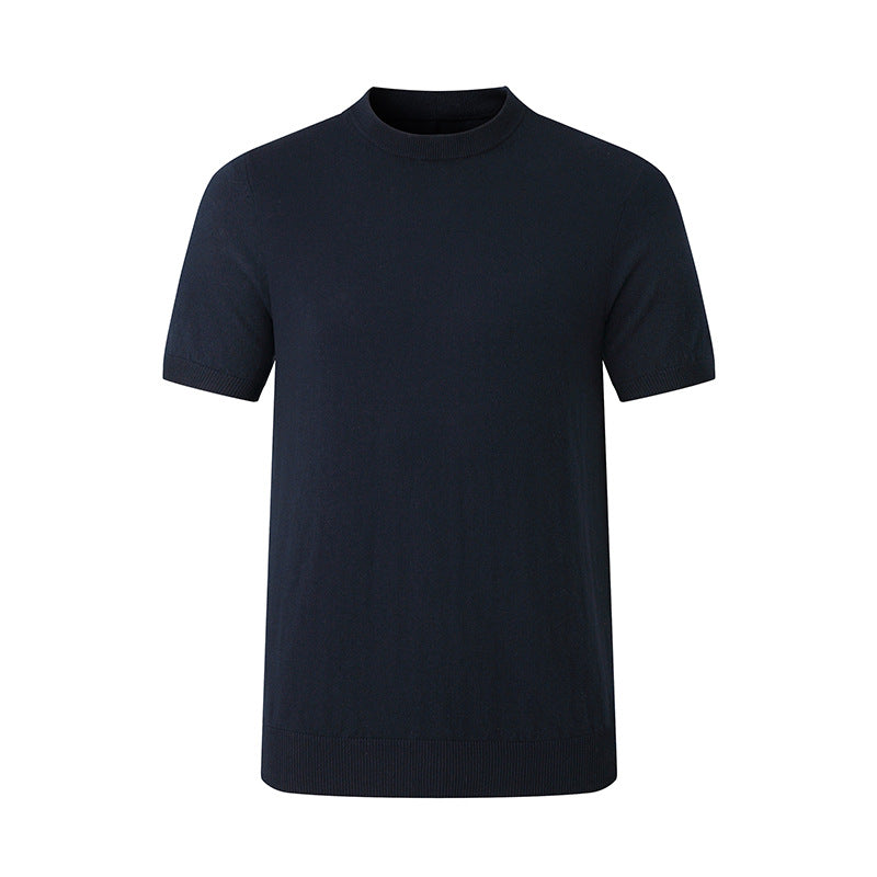 T-shirt à manches courtes pour homme en fil de coton pur Col rond