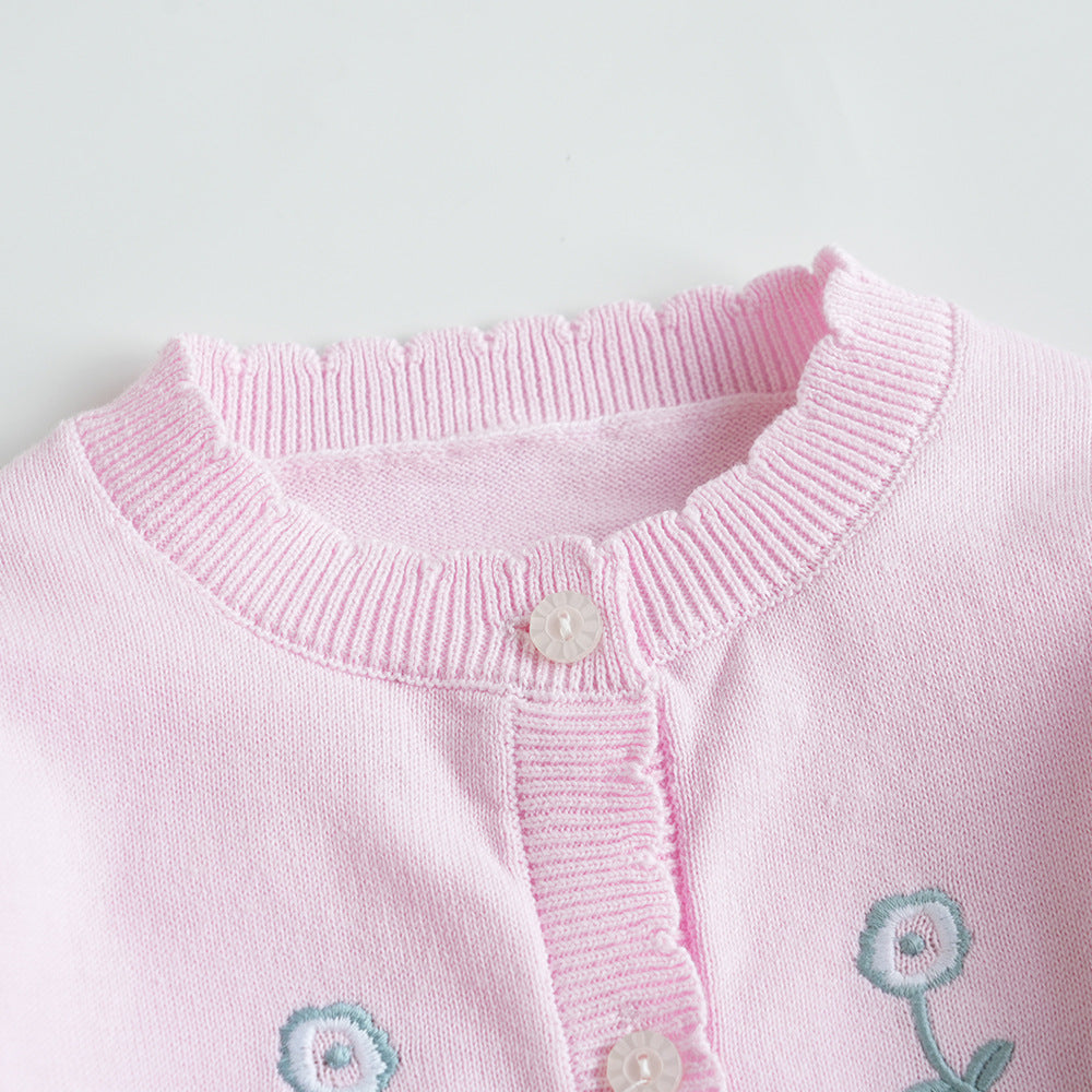 Lightweight embroidered floral cardigan for girls