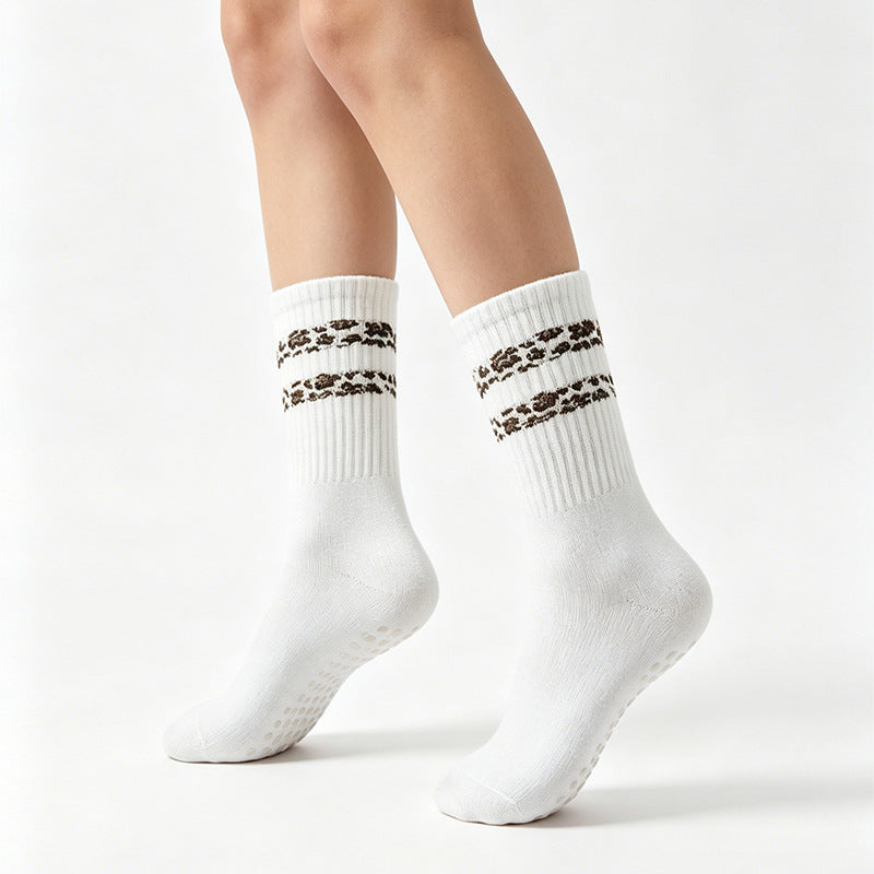 Chaussettes de sol en léopard rayé pour femmes