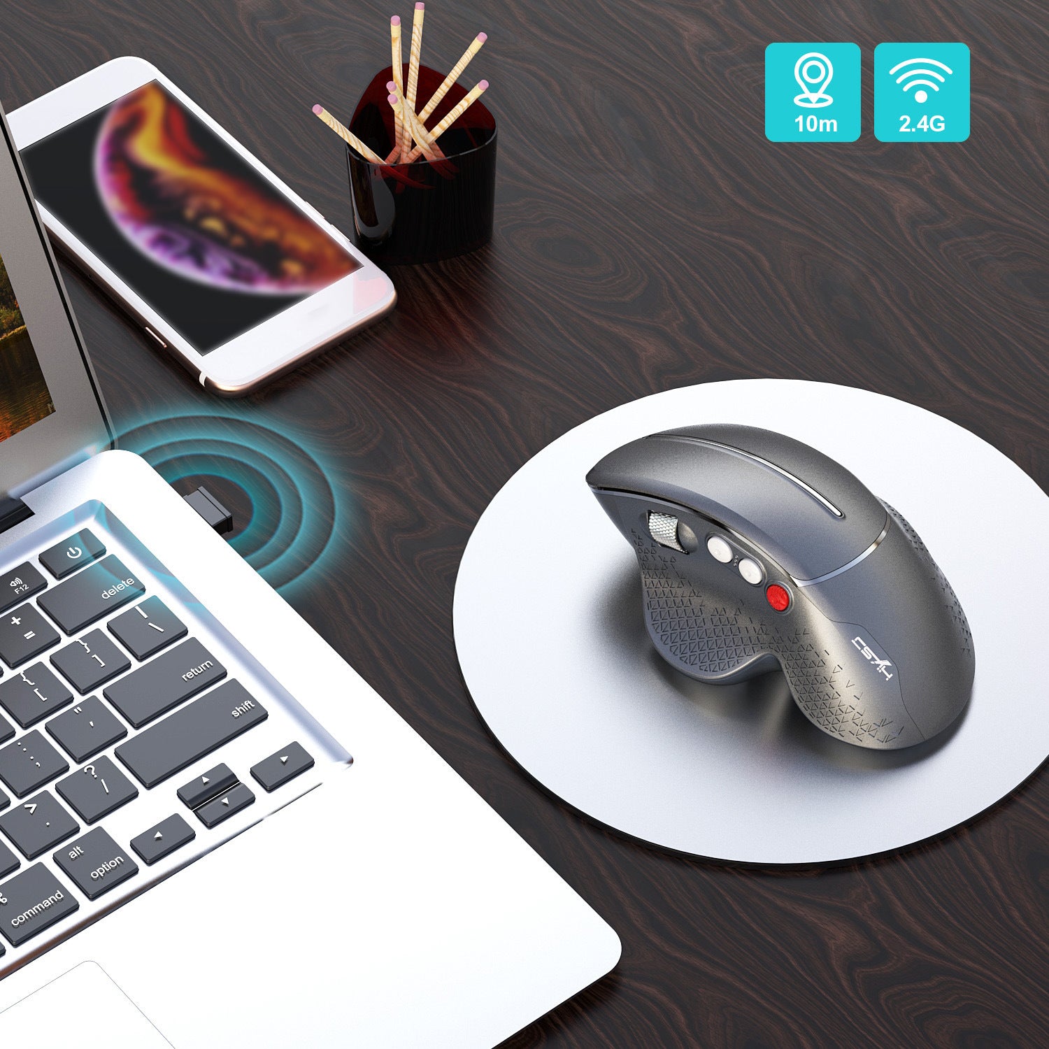 Rouleau latéral de souris verticale sans fil Ergonomie