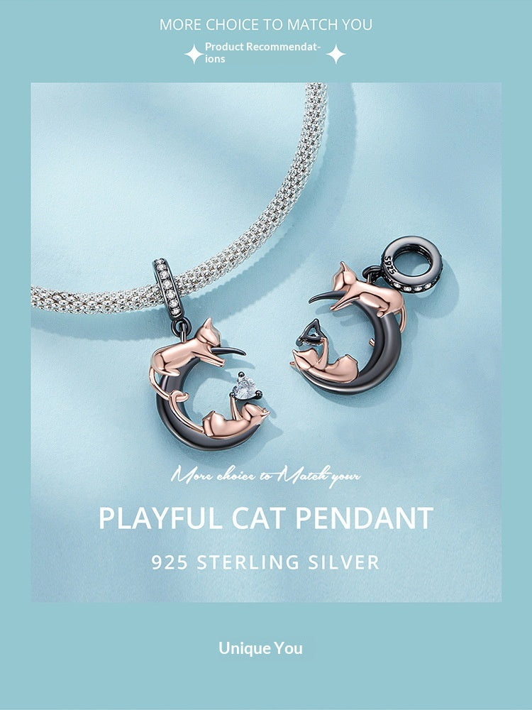 Chat et Lune Charm Perles perdues