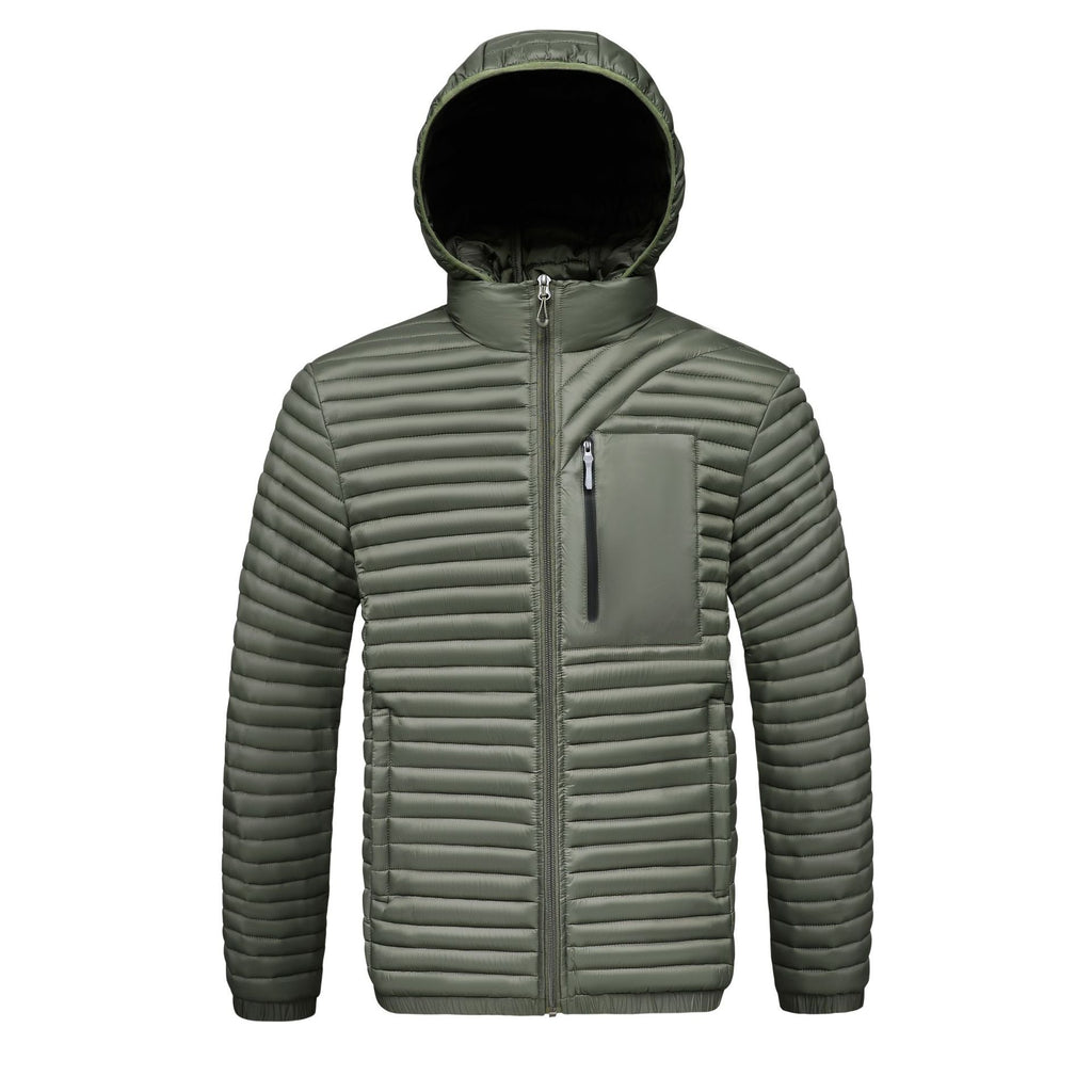Hommes Detachable-hood Ribbed Coton rembourré Coat