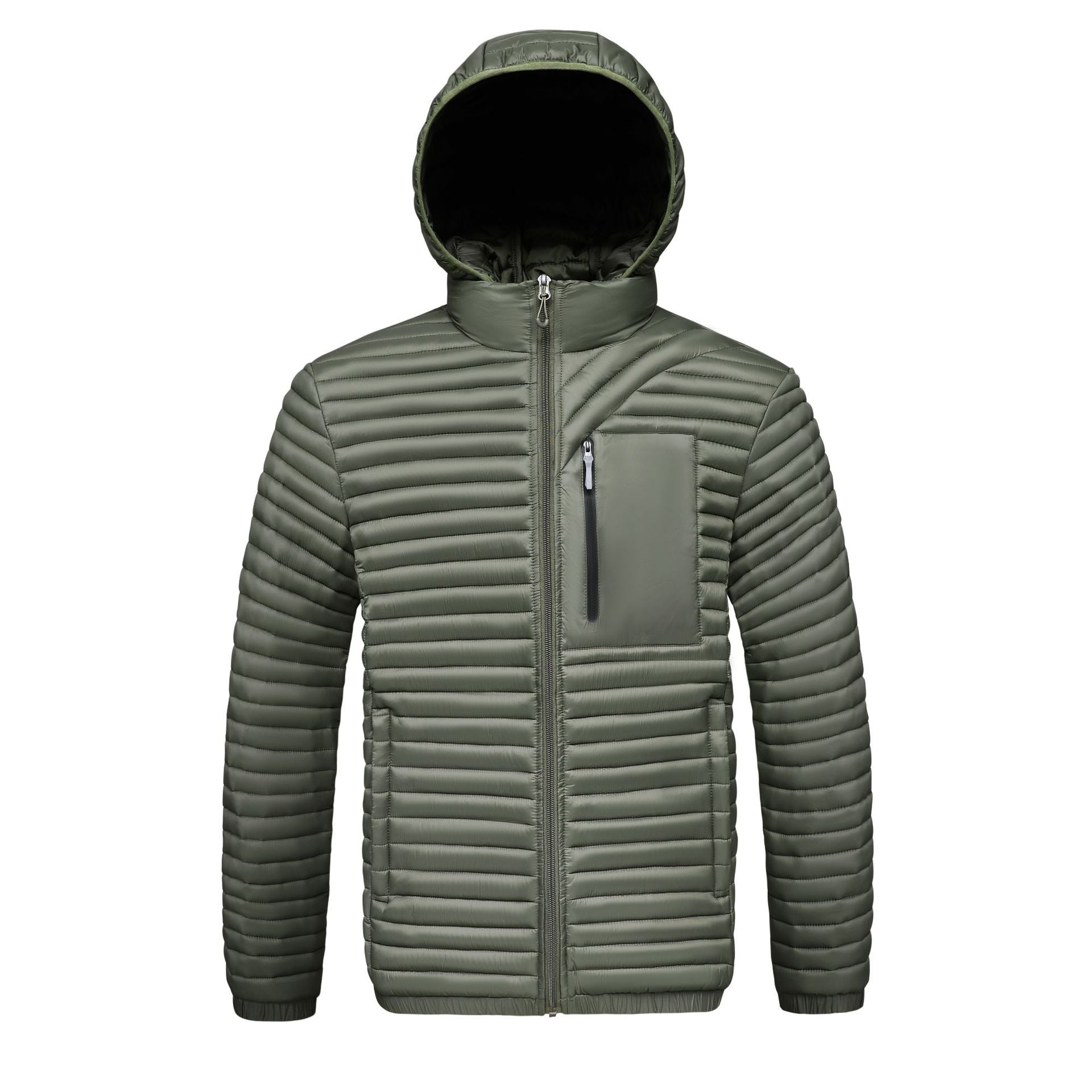 Hommes Detachable-hood Ribbed Coton rembourré Coat