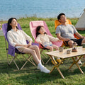 Portable High Back Folding Moon Chair 92cm Padded Headrest Camping Chair With Side Pocket Carry Bag 600D Heavy Duty Metal Frame For Outdoor Beach Picn