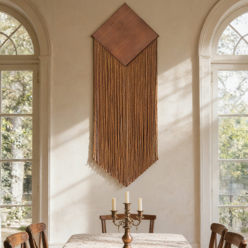 Woven cotton Tassel Tapestry with a flowing layer