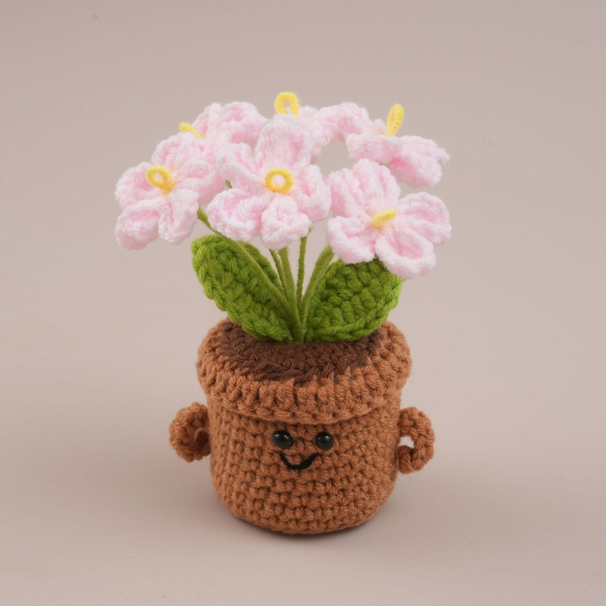 Pot de fleurs de laine et ornement floral