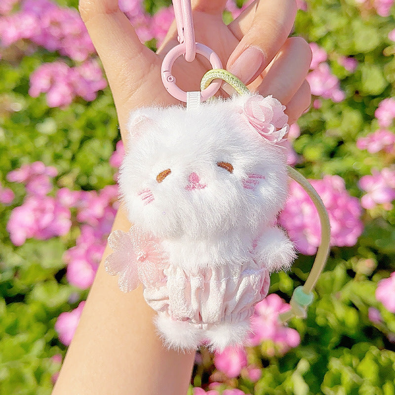 Mignon cerise Blossom Kitten Plush Rangement Kawaii Sac Charm