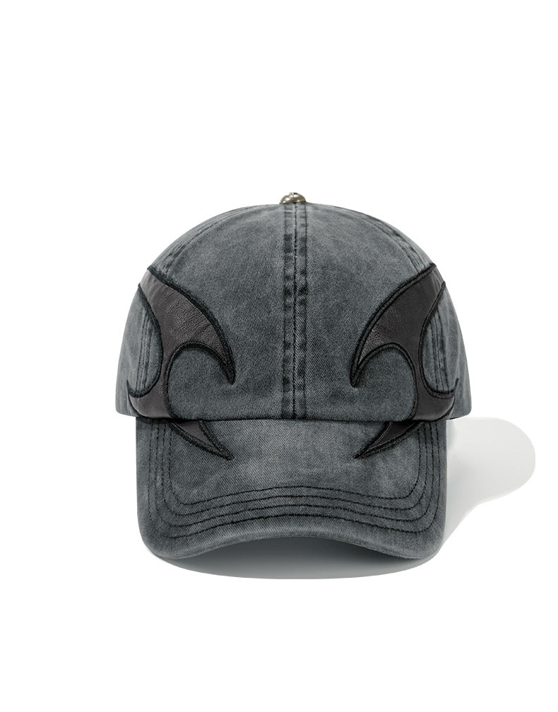 Black Washed Flame Denim Baseball Cap