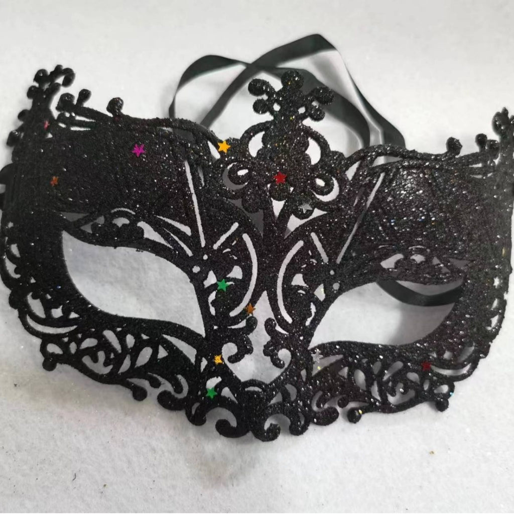 Poudre d'or Masque Sexy Masque Prince Demi-face Femme Robe de fantaisie Masque à oeil de balle