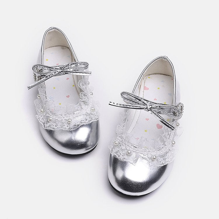 Fille Princesse Chaussures Mode Versatile Petit Cuir Chaussures Fille Lolita Haut Talons Bow Singl