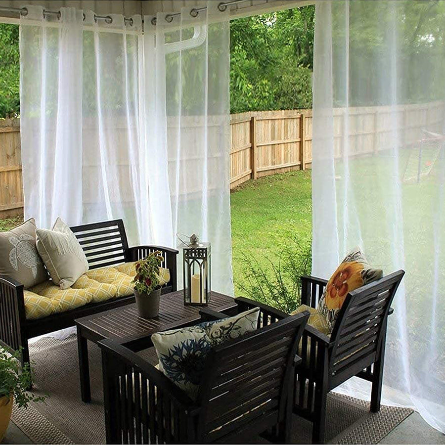 Rideau d'ombrage extérieur Rideau de porte étanche Pavillon Balcon Blanc Mesh Rideaux Terra