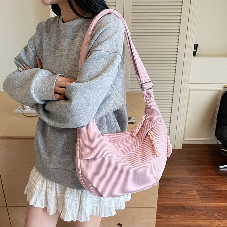 Sac à épaule polyvalent simple de couleur solide