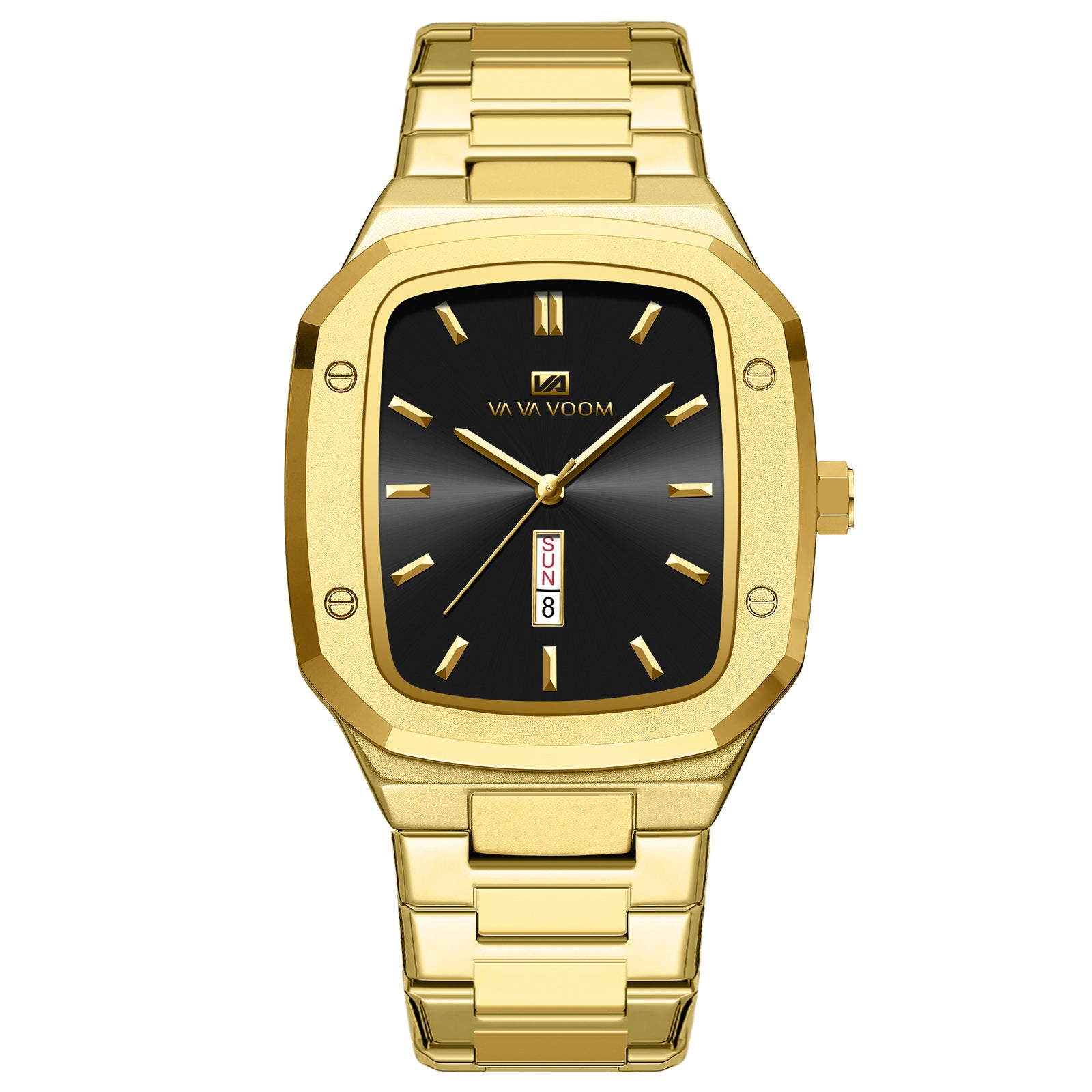 Business Rectangulaire Creative Dual-Date Steel-Strap Mens Watch