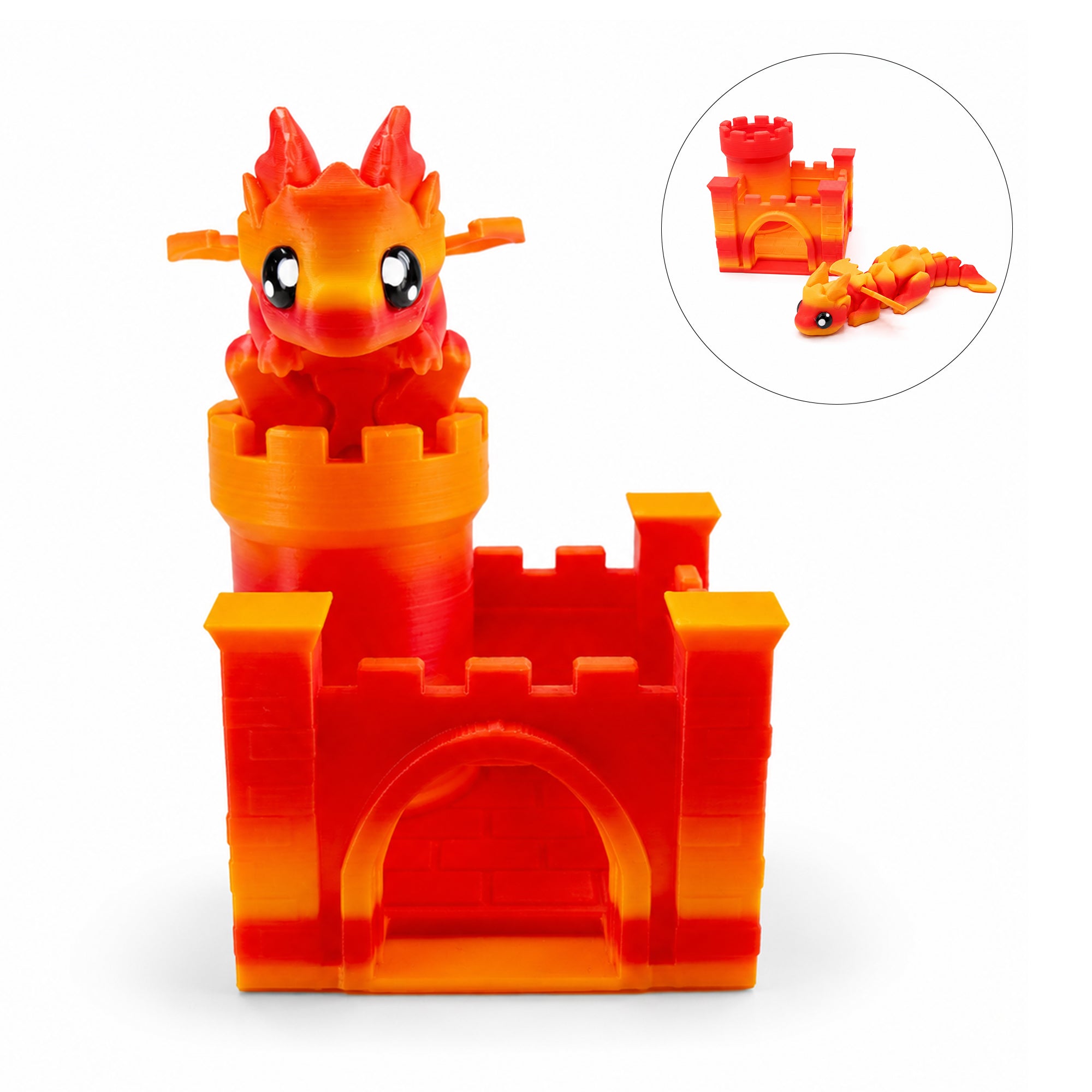 3D Imprimé Movable Joint Fantasy Beast Figurine avec Mini Castle House Bureau flexible ou