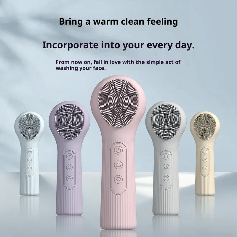 Nettoyage vibrant Massage chaud à main Silicone visage nettoyant