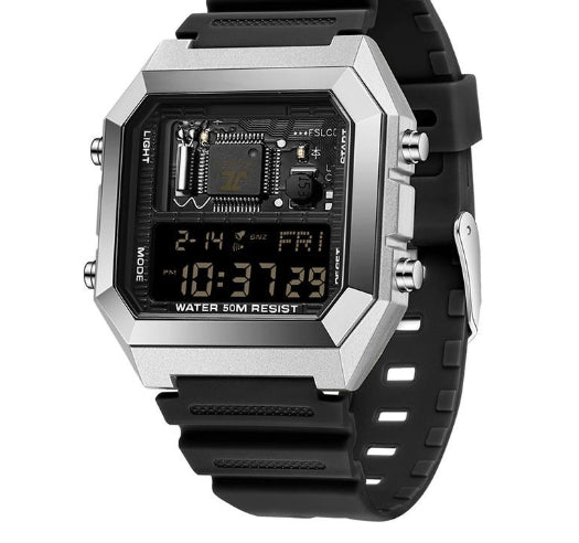 Fashion Square Waterproof Electronic Watch Multifonctionnel Student Sports Watch