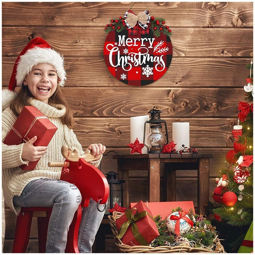 Joyeux signe de suspension de la couronne de Noël