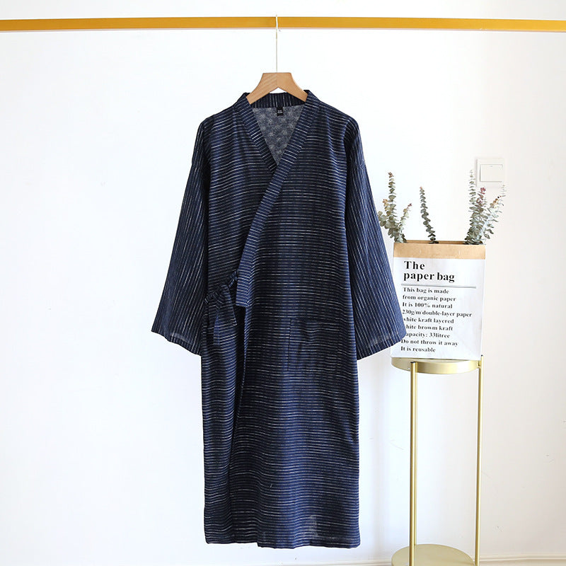 Été Jacquard Gauze coton Kimono mince maison peignoir simple