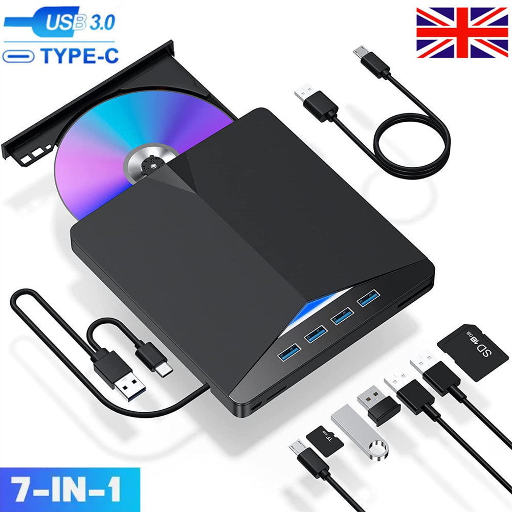 7 In1 USB externe 3.0 DVD CD RW lecteur de lecteur de graveur lecteur pour ordinateur portable