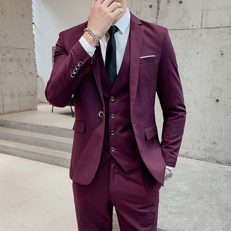 Hommes style coréen Slim-fit Business Ensemble de trois pièces