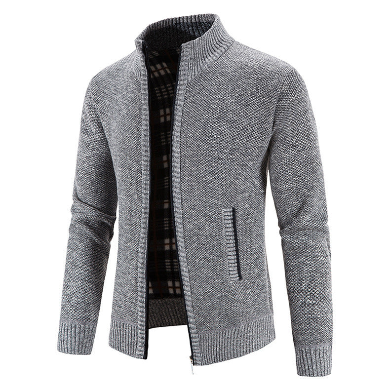 Commerce extérieur Hommes Automne et hiver Cardigan Zipper Sweater Fleece Collar Veste Homme L