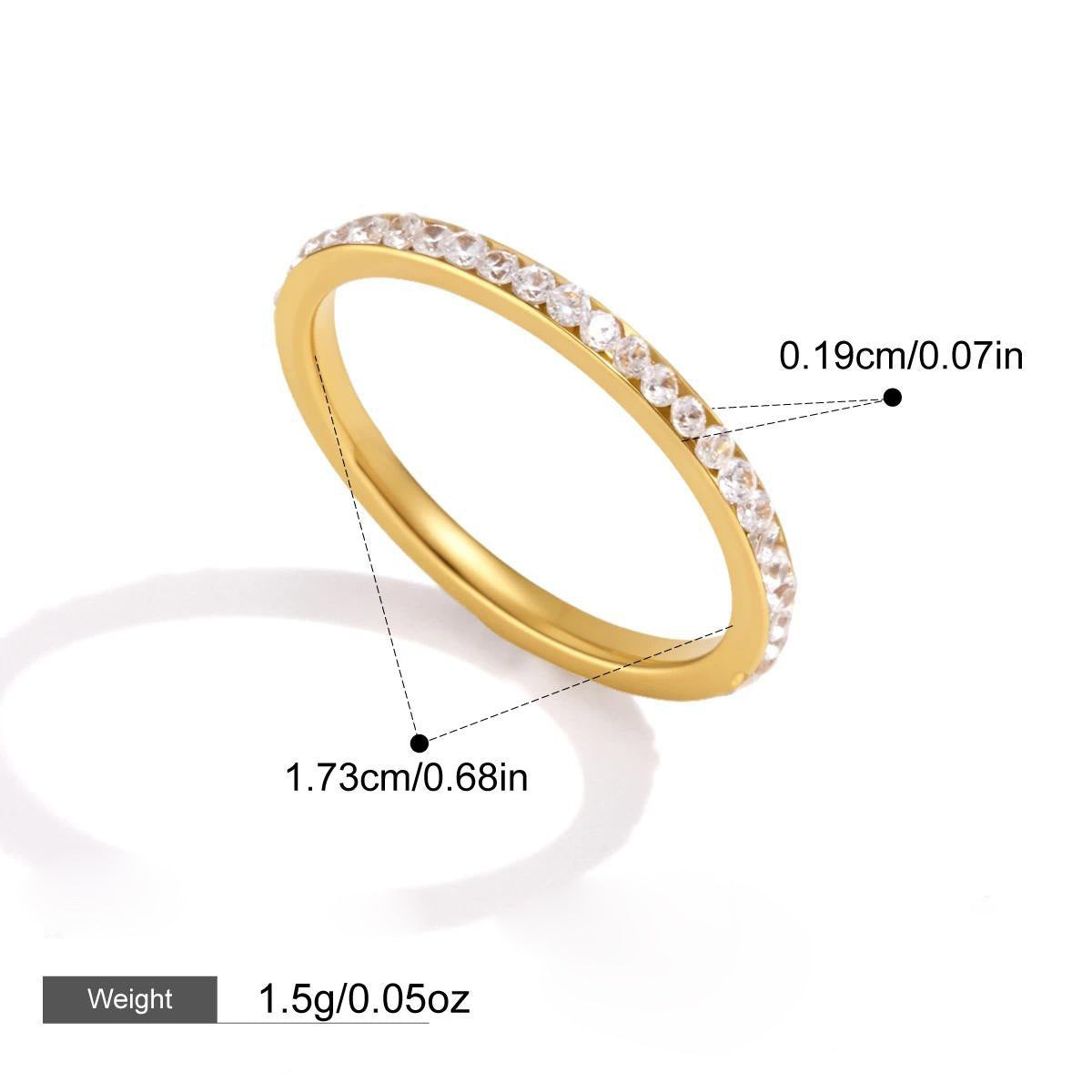 Zircon bague en acier inoxydable pour femmes
