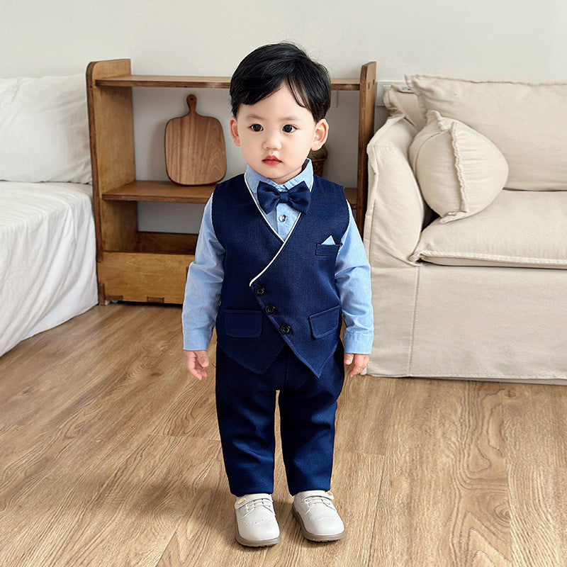Printemps et automne Vêtements de bébé à manches longues Enfants Trois-pièces Gentlemans Taille formelle Wi