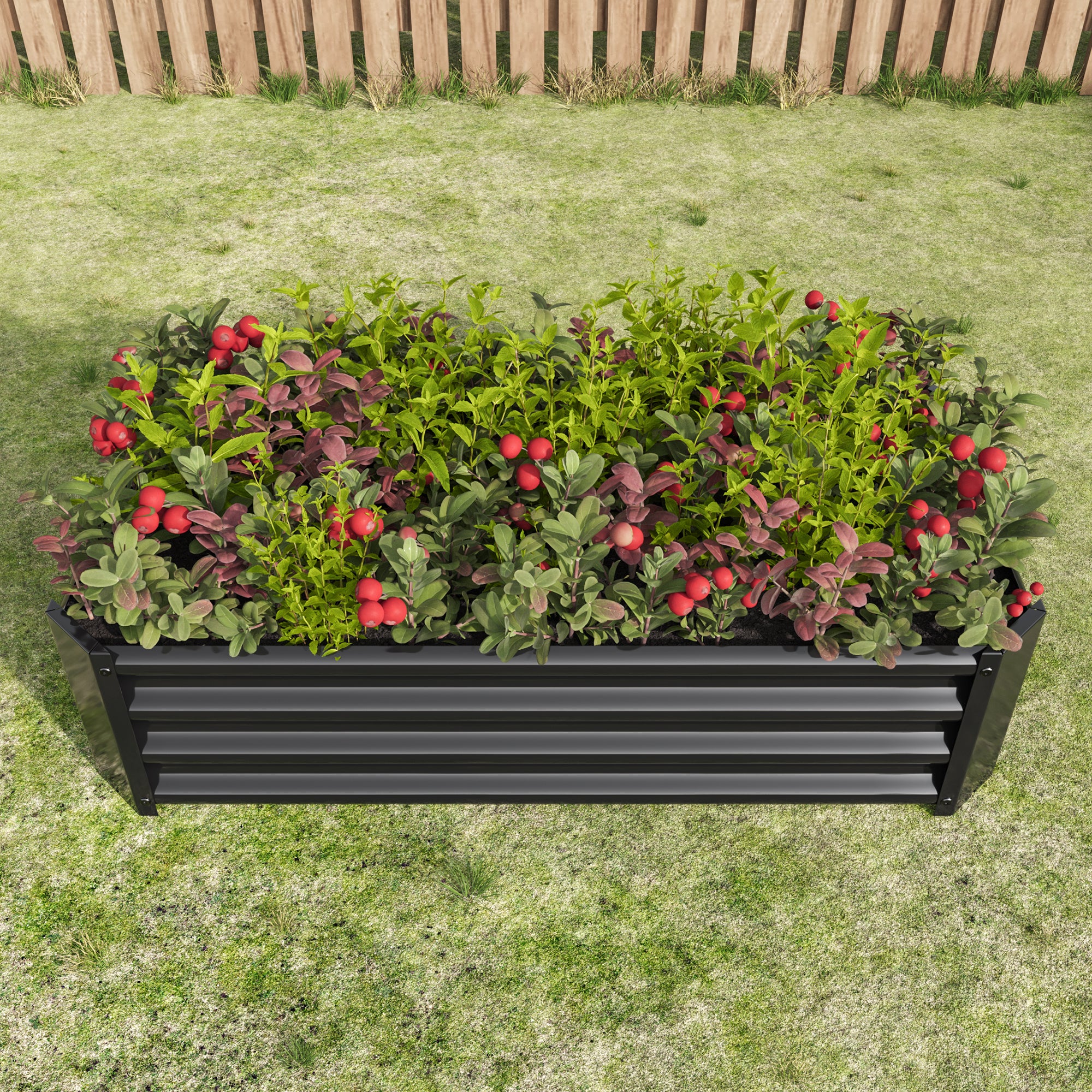 Lit de jardin en métal 4×2×1ft noir