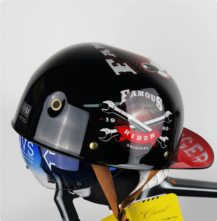 Casque de moto rétro imprimé créatif maison
