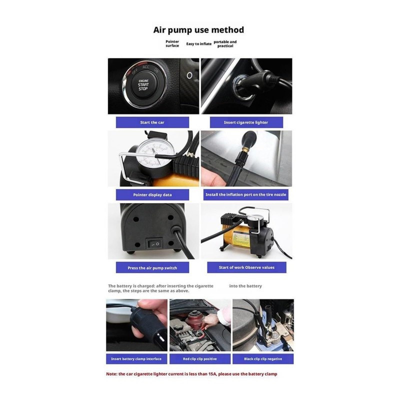 Compresseur d'air pour pneumatique tout-métal 12V pour utilisation routière fiable