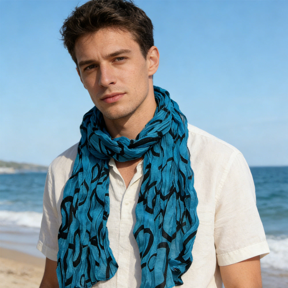 Écharpe à friser imprimée en turquoise de 2pcs