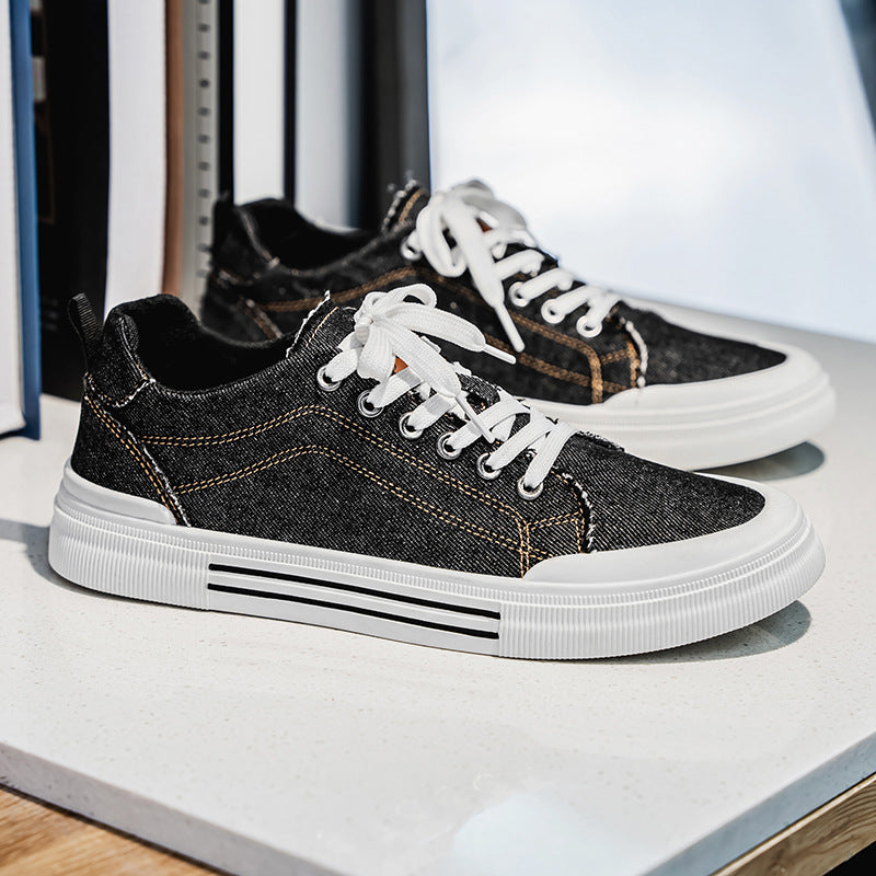 Homme style coréen Fashion Plus Taille Low-top Denim Casual Sneakers entièrement appariés
