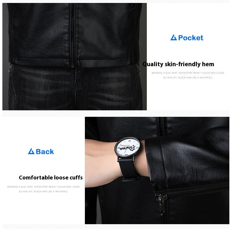 Veste en cuir PU pour hommes