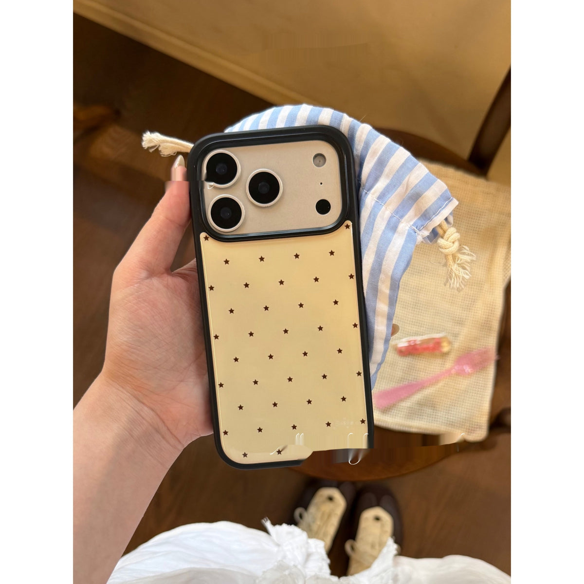 Korean Style Matte Black Frame Glossy Acrylic Phone Case