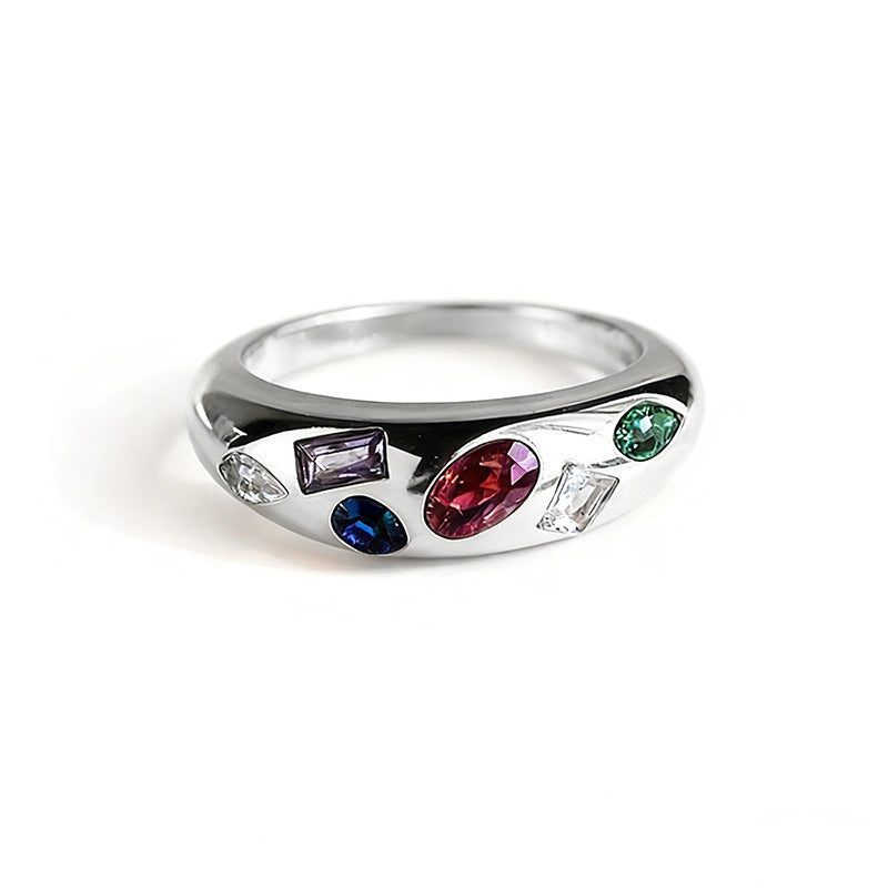 Couleur Blocked Birthstone Light Luxury High-end Anneau
