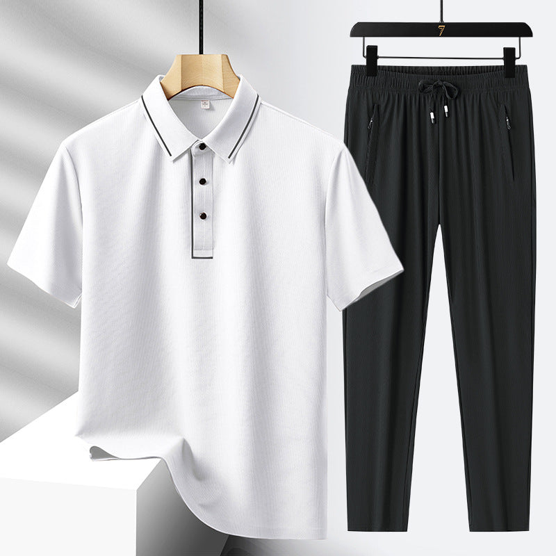 Polo sans couture de luxe haut de gamme en soie de luxe pour hommes Pantalon sport de loisirs