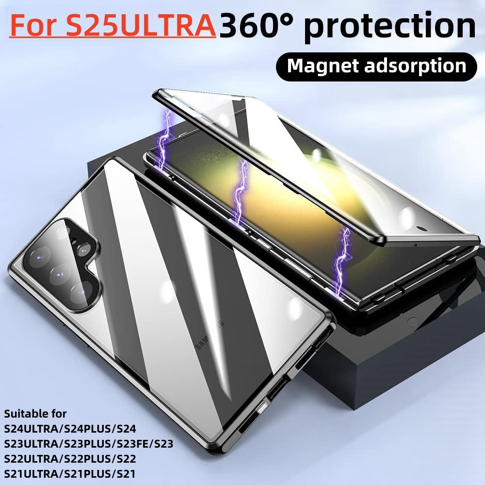 Magnétique King Case Téléphone métal brillant Magnetic HD Peep-proof Buckle miroir résistant à la chute